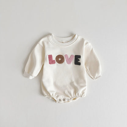 Baby Autumn Clothes 2025 Newborn Infant Baby Boy Girl Romper Cute LOVE Embroidery Soft Cotton Jumpsuit Spring Baby Clothes