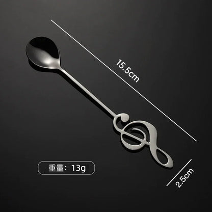Musical Note Stainless Steel Teapoon Spoon Treble Clef Shape Mug Teaspoons Music Bar Ice Cream Creative Spoon Kitchen Tableware