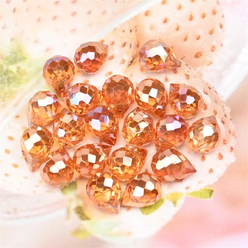 Austria Pear Shape Crystal Faceted Beads 10Mm Assorted Glass Spacer Chandelier Beads for Wedding Diy Necklace Bracelet Earring