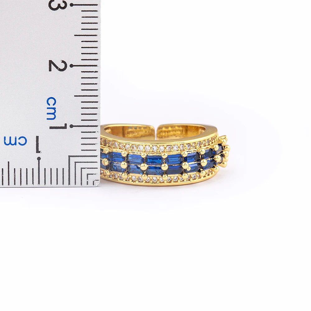 Nidin Light Luxury Cubic Zirconia Open Adjustable Rings For Women Fashion 5 Colors Gold Plated Finger Statement  Jewelry Gift