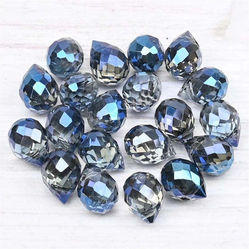 Austria Pear Shape Crystal Faceted Beads 10Mm Assorted Glass Spacer Chandelier Beads for Wedding Diy Necklace Bracelet Earring