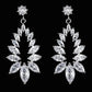 LXOEN Marquise Cut Flower Zirconia Crystal Long Drop Earrings for Women Shiny Leaf CZ Stone Bridal Wedding Jewelry