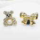 2PCS Bling Rhinestone Bear Shoelace Charms ABS Heart Bowtie Shoe Lace Decorations Accessories DIY Golden Shoe Clips Fit Sneakers