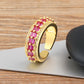 Nidin Light Luxury Cubic Zirconia Open Adjustable Rings For Women Fashion 5 Colors Gold Plated Finger Statement  Jewelry Gift