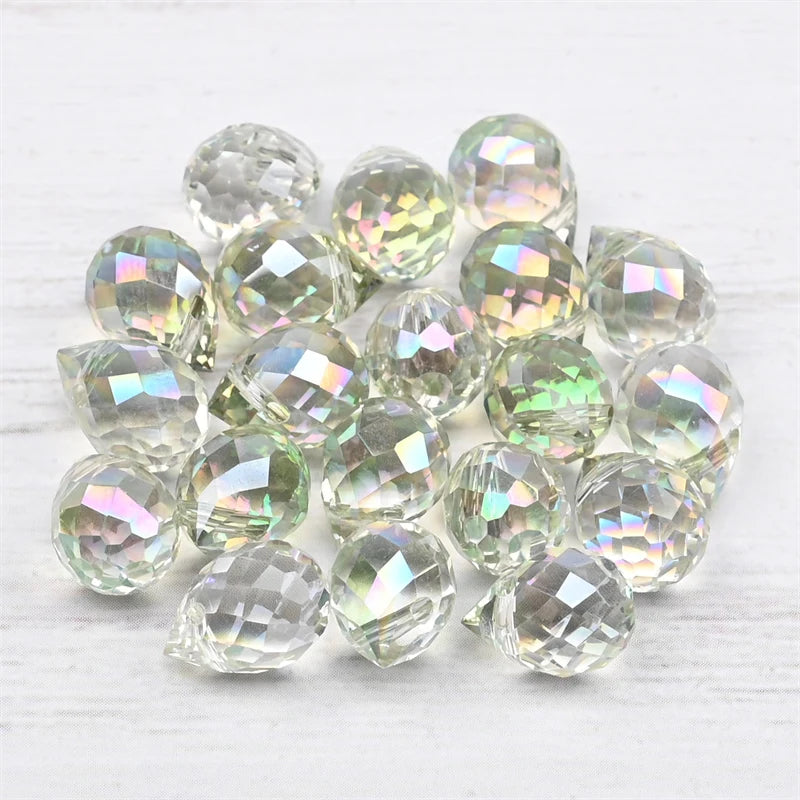 Austria Pear Shape Crystal Faceted Beads 10Mm Assorted Glass Spacer Chandelier Beads for Wedding Diy Necklace Bracelet Earring