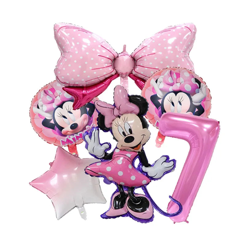 Minnie Mouse Birthday Party Decorate Girls Disposable Tableware Balloon Cups Plates Tablecloth Balloon Baby Shower Party Supply