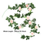 200cm Rose Artificial Flowers Vine LED String Lights For Wedding Garland Home Decor Fake Rose Rattan Hanging Wall Arch Ornament