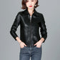 New Women Sheepskin Jacket Spring Autumn 2025 Fashion Casual Long Sleeve Short Zipper Leather Coat Loose Split Leather Outerwear