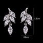 LXOEN Marquise Cut Flower Zirconia Crystal Long Drop Earrings for Women Shiny Leaf CZ Stone Bridal Wedding Jewelry