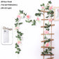 200cm Rose Artificial Flowers Vine LED String Lights For Wedding Garland Home Decor Fake Rose Rattan Hanging Wall Arch Ornament