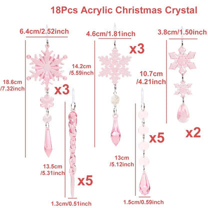 Christmas Crystal Acrylic Ornaments Christmas Decoration for Home 2025 Snowflake Xmas Tree Hanging Pendants New Year Gift 2026
