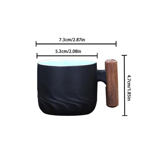 Creative Handmade Exquisite Coffee Cup Vintage Coffee Cup With Wooden Handle Mug Cups Mugs Drinkware Kitchen Dining Bar Home
