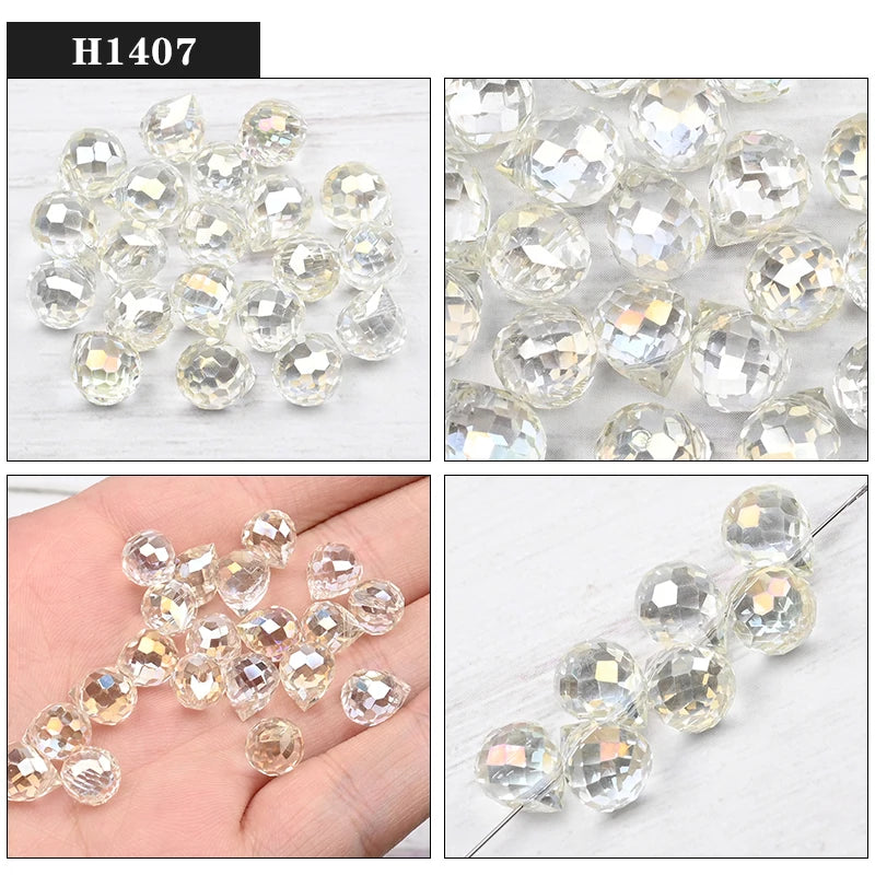 Austria Pear Shape Crystal Faceted Beads 10Mm Assorted Glass Spacer Chandelier Beads for Wedding Diy Necklace Bracelet Earring