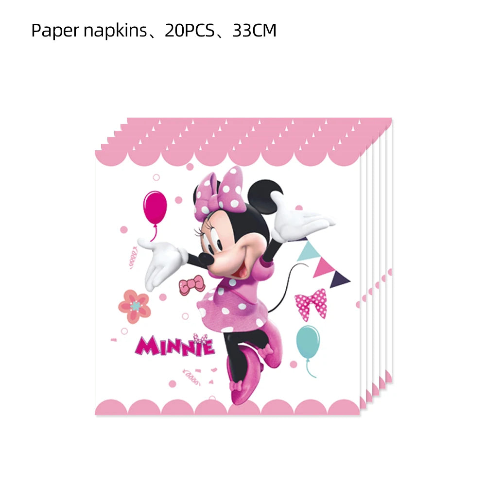 Minnie Mouse Birthday Party Decorate Girls Disposable Tableware Balloon Cups Plates Tablecloth Balloon Baby Shower Party Supply