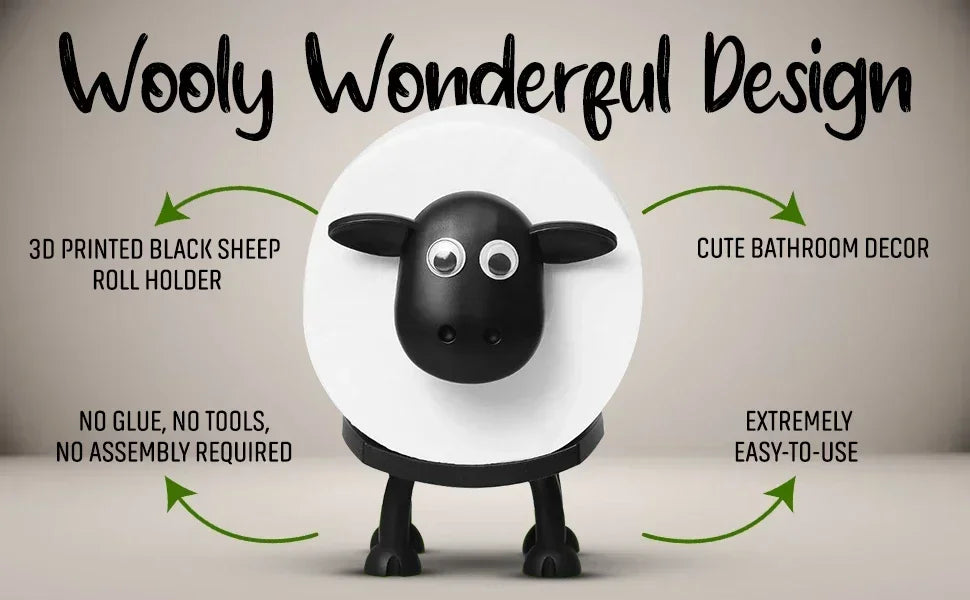 Sheep Toilet Paper Stand, Adorable Resin, Sheep Fabric Box, Stackable for Home, Bathroom, Vanity, Night Stand