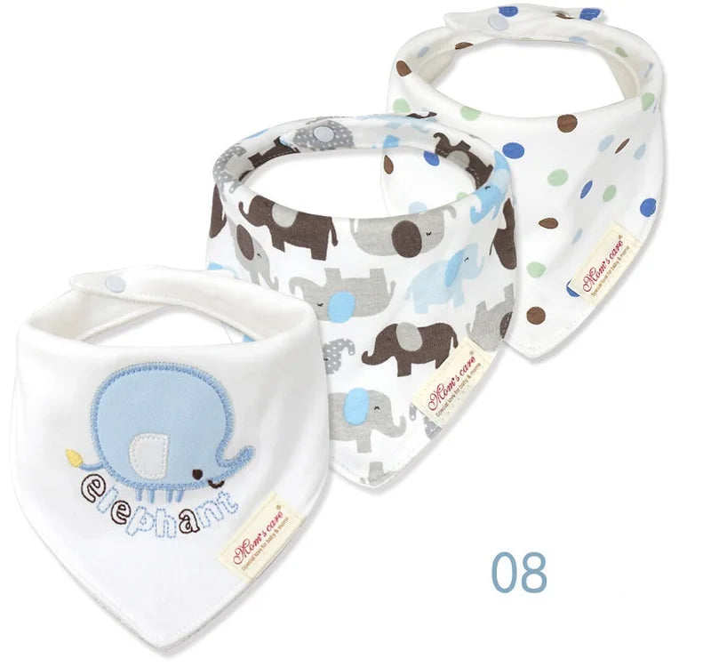 3pcs Per Lot  Baby Bibs Bandana Set Cotton Multi-Style Triangle Cartoon Babadores Para Bebe Infant Boys Girls Saliva Towel KF025