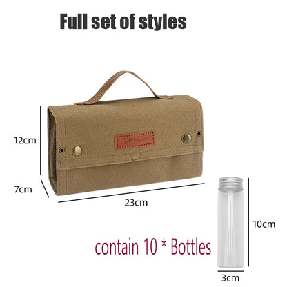 Portable Camping Seasoning Spices Bottle Tableware Leather Storage Bag Portable Kit For BBQ Picnic Kitchen