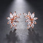 LXOEN Marquise Cut Flower Zirconia Crystal Long Drop Earrings for Women Shiny Leaf CZ Stone Bridal Wedding Jewelry