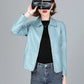 New Women Sheepskin Jacket Spring Autumn 2025 Fashion Casual Long Sleeve Short Zipper Leather Coat Loose Split Leather Outerwear