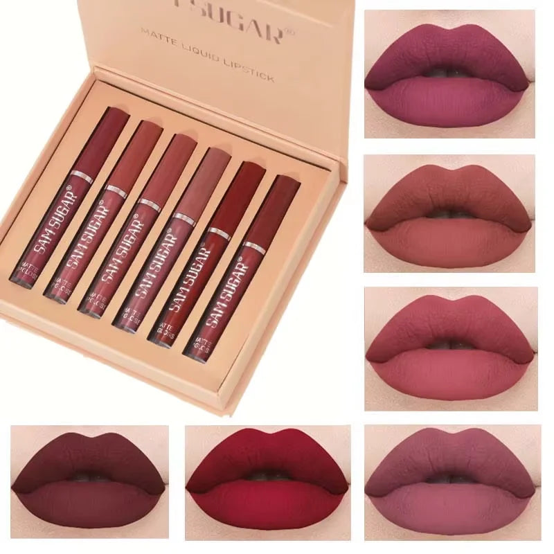 6 Color Matte Lip Gloss Set Lustrous Effect Moisturizing And Nourishing Long Lasting Easy To Apply Lip Makeup