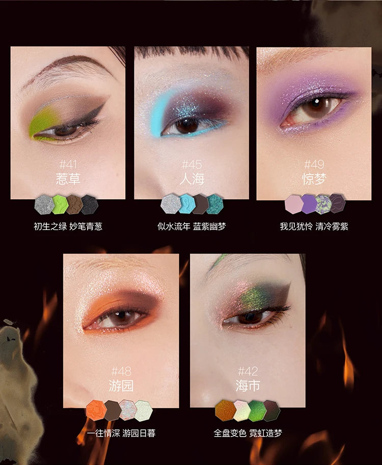 Girlcult 4 Color Eyeshadow Palette Shimmer Black Red Matte Chameleon Eye Shadow Vegan Halloween Make Up Sets Cosmetics Full Set