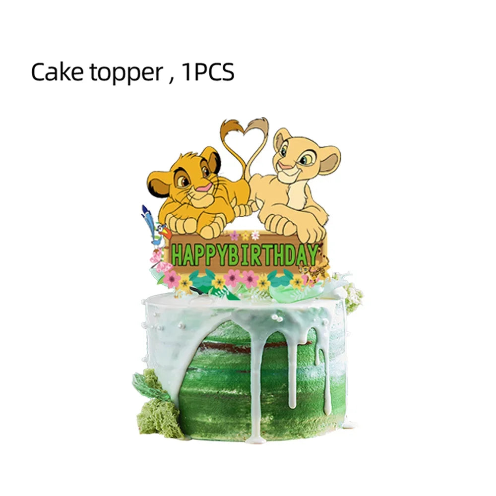 Disney Lion King Simba Birthday Party Decorations Disposable Tableware Tablecloth Fork Knife Spoon Cup Plate for Kid Baby Shower