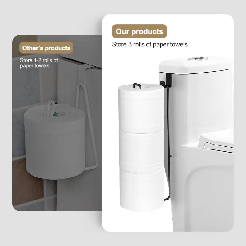 1pc Hanging Toilet Paper Holder with Patch, Bathroom Paper Towel Holder, No Drilling Wall Mount, for Kitchen and Bathroom