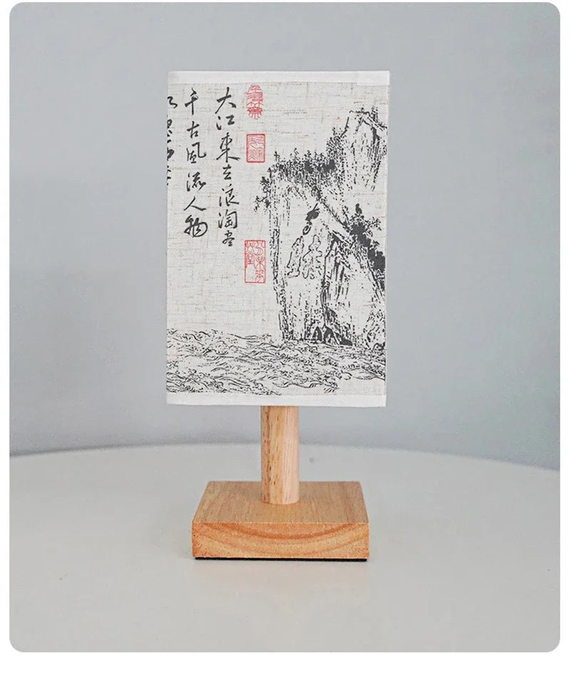 LED  Decoration Table Lamps Simple Chinese Style Dimmable Plug Night Light Fabric Lampshade Square Bedroom Bedside Desk Lights
