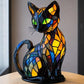 New Durable Stained Glass Cat Lamp Cats Stained Resin 3D Cute Tabletop Retro High Quality Pet Led Table Light Home Bedroom