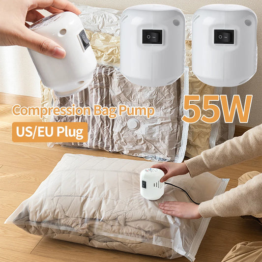 55W Vacuum Sealed Compression Bag Pump Electric Sealer Machine US/EU Labor-saving Compression Tool for Clothes Storage Bags