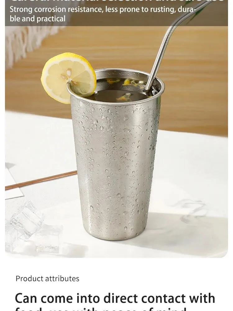 Single-layer Stainless Steel Outdoor Camping Beer Cups Large-capacity Water Cups Curling Cups Milk Tea Coffee Cups