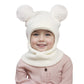 Pompom Baby Winter Hat Scarf One-piece Kids Knitted Beanie Warm Ears Neck Children Bonnet Infant Cap for Girls Boys 1-5Y