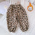 Korean Style Toddler Girls Corduroy Harem Pants 1-8Y Leopard Floral Print Autumn Winter Fleece-Lined or Thin Casual Pants
