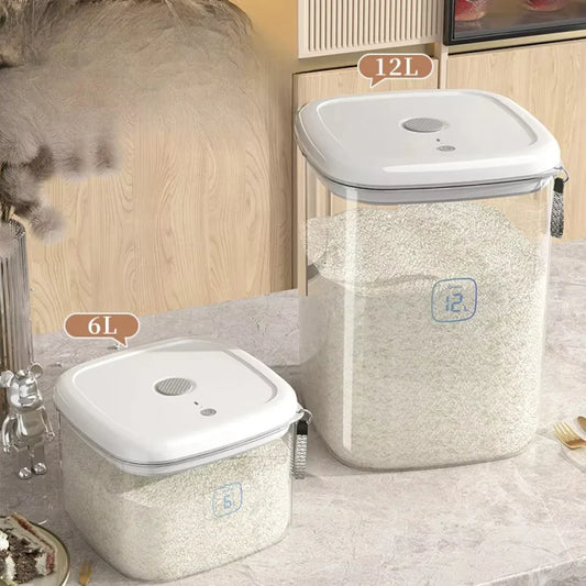 Seal Rice Bucket Vacuum Rice Buckets Cat Food Bucket Pet Food Storage Bucket Dust-proof Grain Jar Glass Jar Home Storage Box