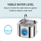 ZYFeeder 2.2L Automatic Cat Water Fountain Square Stainless Steel Pet Water Feeder Dog Water Fountain with window（No 5V 1A Plug）
