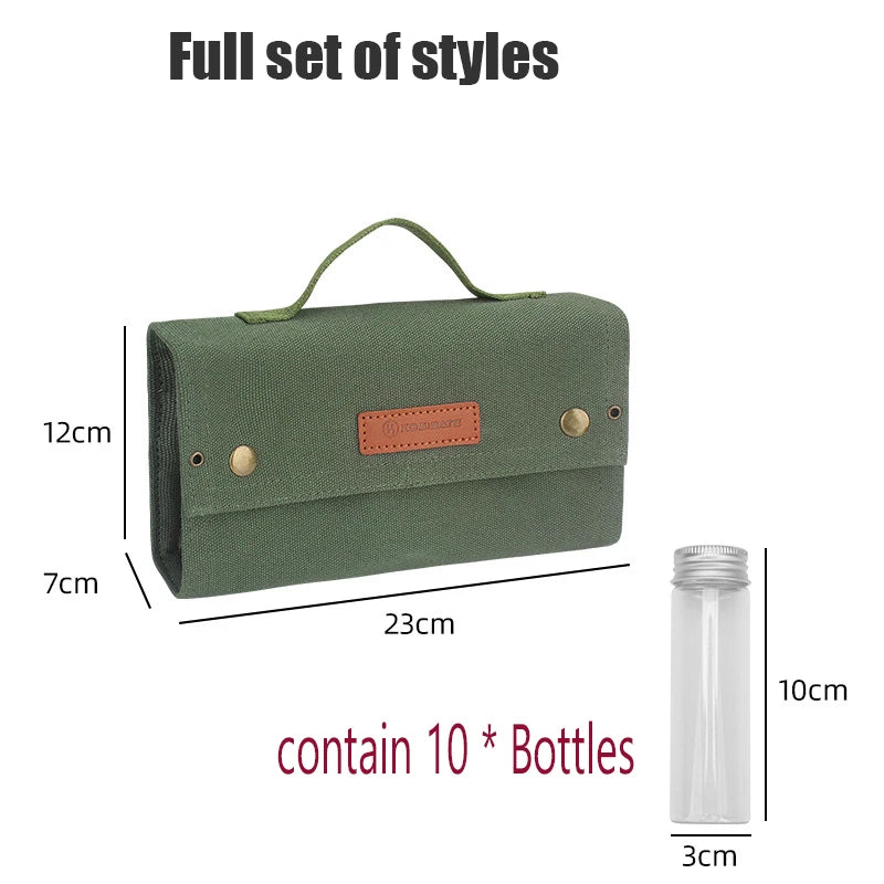 Portable Camping Seasoning Spices Bottle Tableware Leather Storage Bag Portable Kit For BBQ Picnic Kitchen