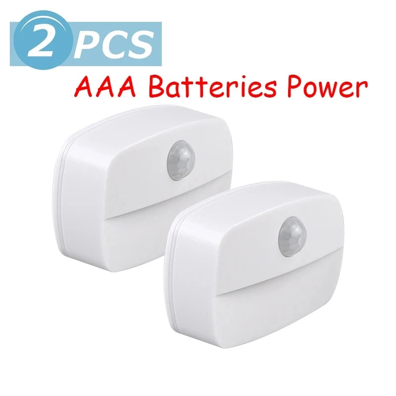 Mini LED Night Lamp Motion Sensor Light Indoor AAA Battery Powered Bedroom Wall Staircase Closet Aisle Body Induction Lamp