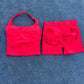 Yoga fitness set; strapless bra and shorts set; seamless backless vest; invisible elastic texture hip-lifting shorts