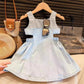 MILANCEL New Summer 2 - 7 Years Old Girls' Blue Denim Sling Dress with Waist - revealing Design - Stylish Summer Outfit