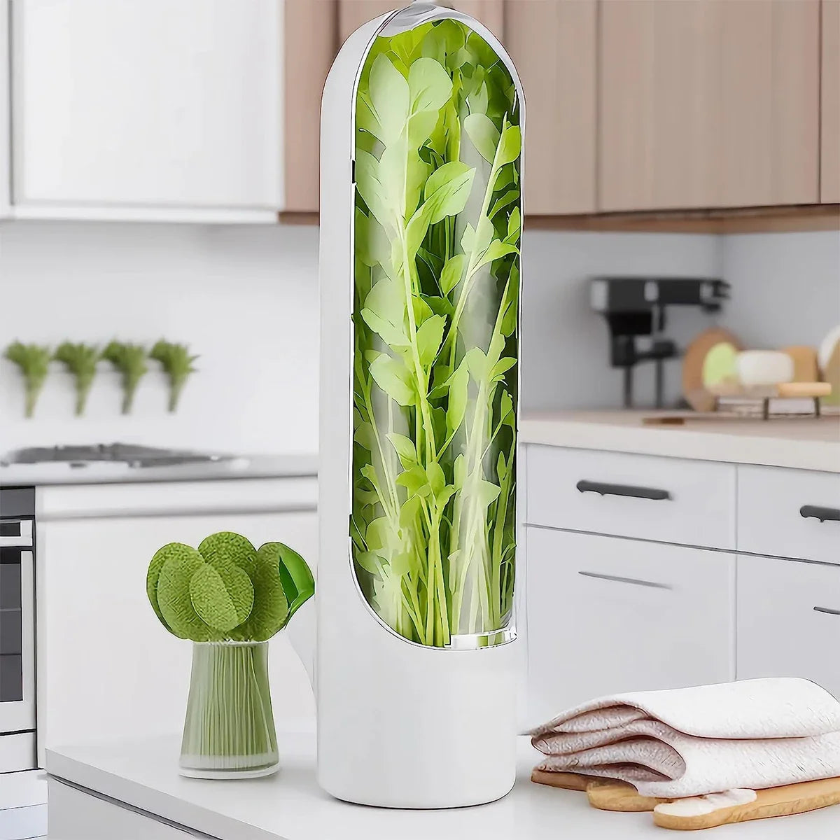 1PC Pink Fresh Herb Keeper Vanilla Vegetables Fresh Preservation Bottle Herb Saver Storage Container Storage Box﻿ Kitchen Tool