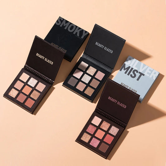 Beauty Glazed 9 Colors Eye Shadow Disc Makeup Palette Matte Shimmer Eye Pigmented Powder Make Up New Warm Earth Color Eyeshadow