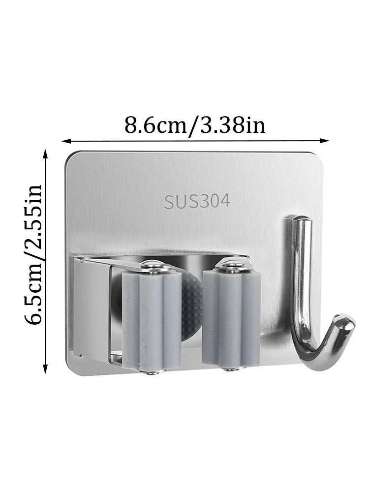 1PC/3PCS/6PCS/9PCS Mop Hook Perforation-Free Bathroom Storage Device Sticky Broom Hanger Wall Hanging Mop Clip