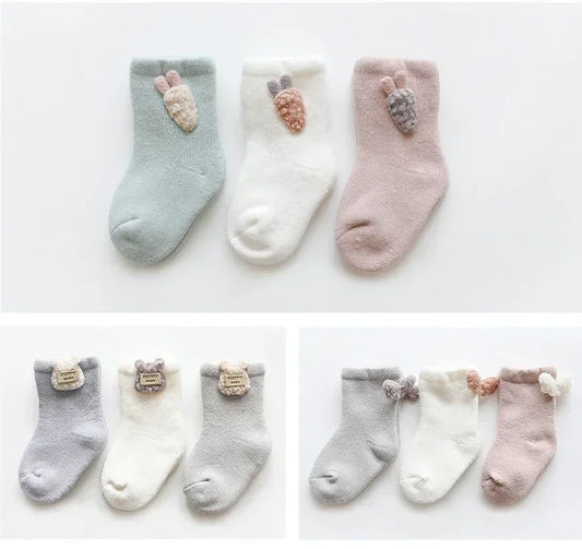 Warm Winter Baby Socks Cute Soft Autumn Newborn Baby Girls Socks Bunny Infant Baby Boy Shoe Socks for Toddler Infants