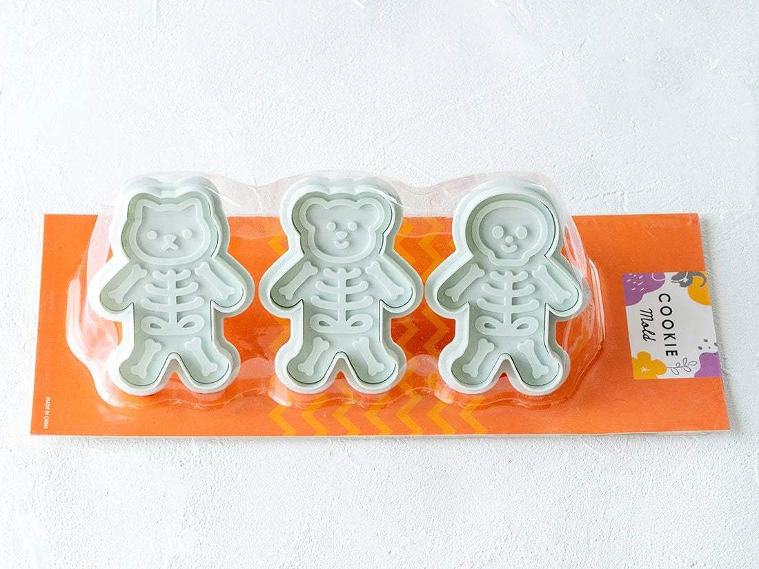 3Pcs Halloween Skull Cookie Cutter 3D Plastic Skeleton Gingerbread Man Biscuit Mold Fondant Pastry Cartoon Cake Decoration
