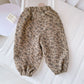 Korean Style Toddler Girls Corduroy Harem Pants 1-8Y Leopard Floral Print Autumn Winter Fleece-Lined or Thin Casual Pants