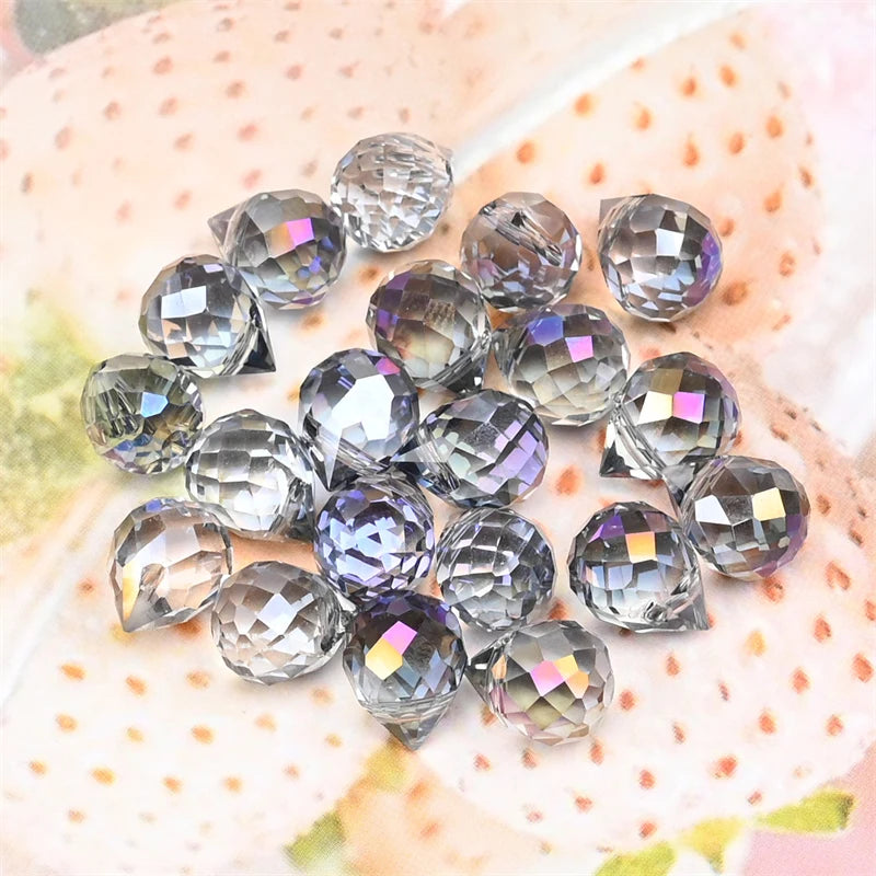 Austria Pear Shape Crystal Faceted Beads 10Mm Assorted Glass Spacer Chandelier Beads for Wedding Diy Necklace Bracelet Earring