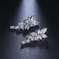 LXOEN Marquise Cut Flower Zirconia Crystal Long Drop Earrings for Women Shiny Leaf CZ Stone Bridal Wedding Jewelry