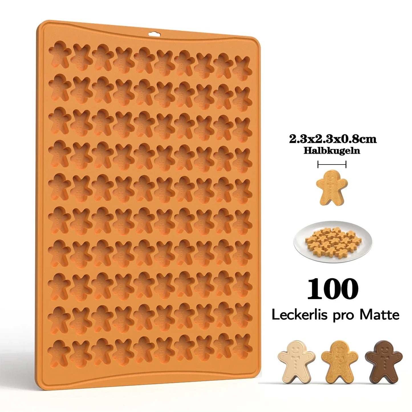 Creative Gingerbread Man Biscuit Mold 100 Hole Silicone Baking Biscuit Mold Mini Pet Dog Snack Biscuit DIY Chocolate Mold