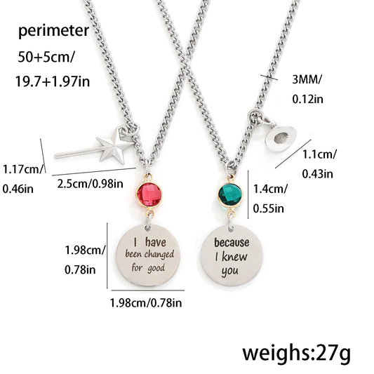 Wicked the musical Charm Necklace For Women Men Magic Wand Witch Hat Pendant Matching Couples Valentine's Day Gifts Jewelry