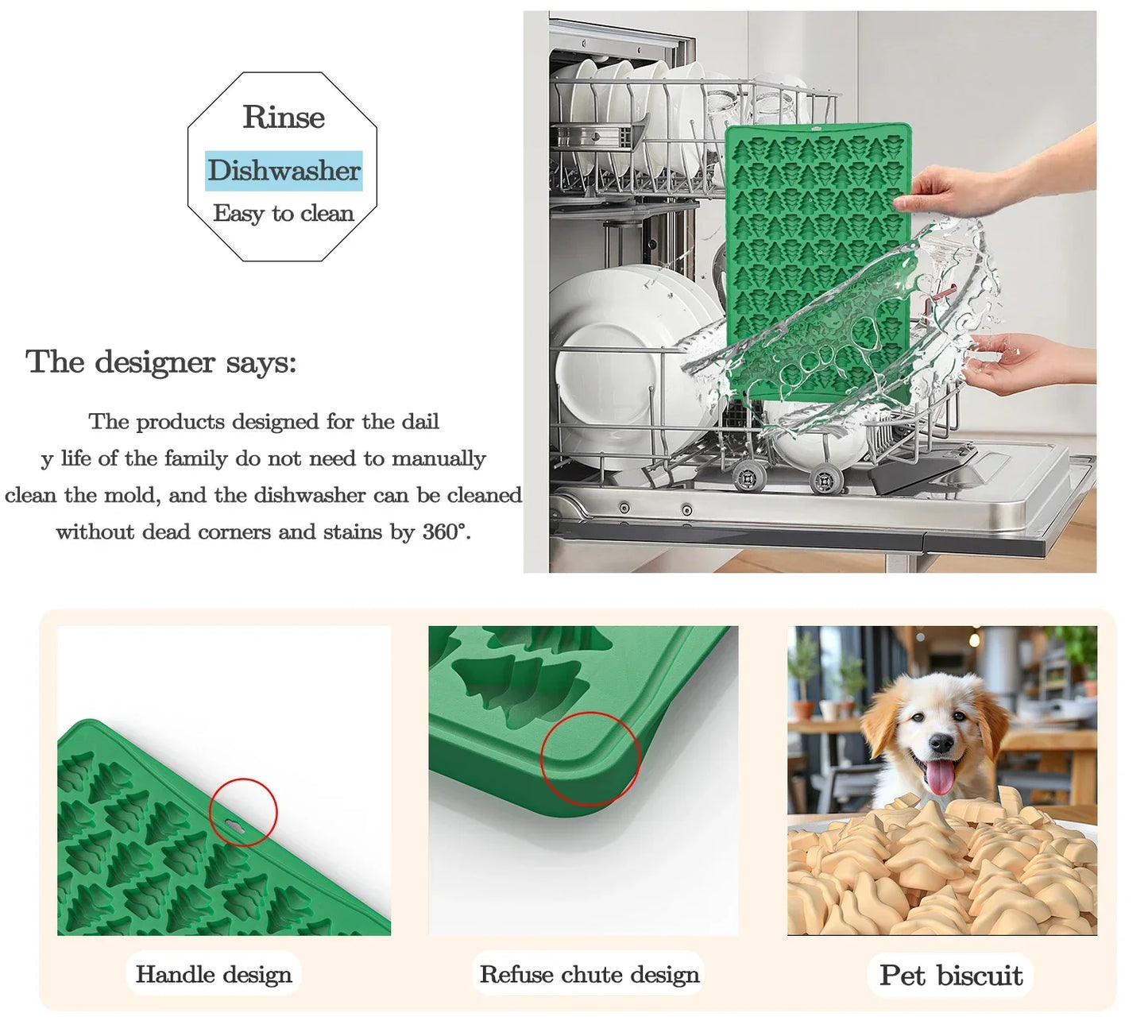 Creative Gingerbread Man Biscuit Mold 100 Hole Silicone Baking Biscuit Mold Mini Pet Dog Snack Biscuit DIY Chocolate Mold